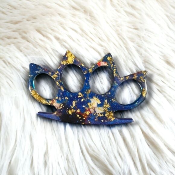 🖤Blue Marble Floral Brass Knuckles (Z085) - Picture 1 of 6